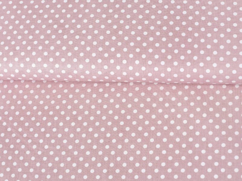 Cotton fabric medium dot on powder pink by Stofex.