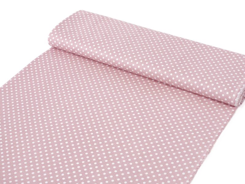 Cotton fabric medium dot on powder pink by Stofex.