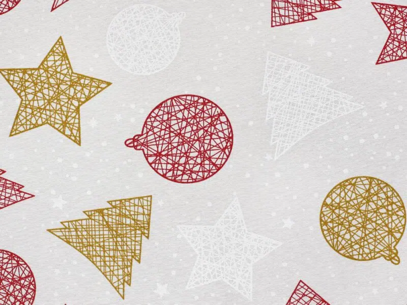 Christmas fabric LONETA red baubles width 140 cm by Stofex.