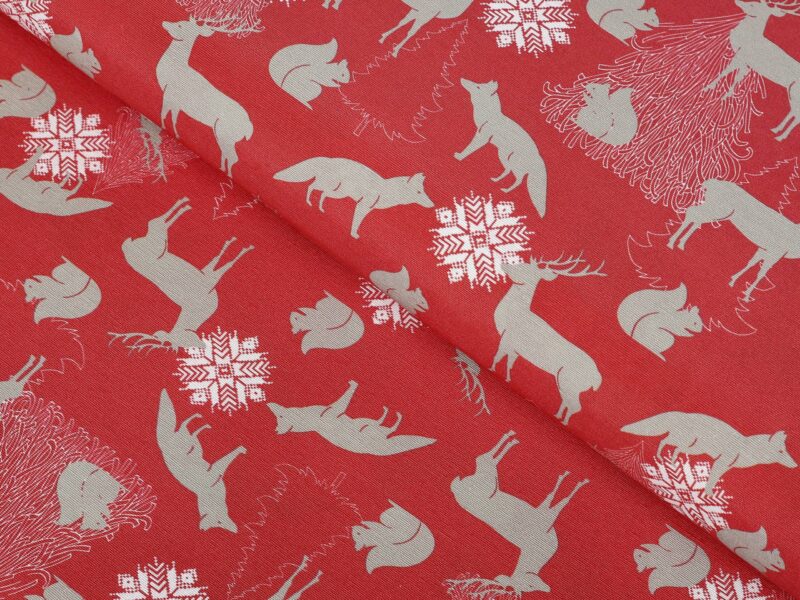 Christmas fabric LONETA forest animals width 140 cm by Stofex.