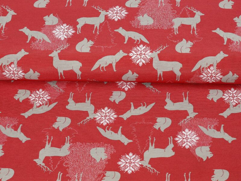 Christmas fabric LONETA forest animals width 140 cm by Stofex.