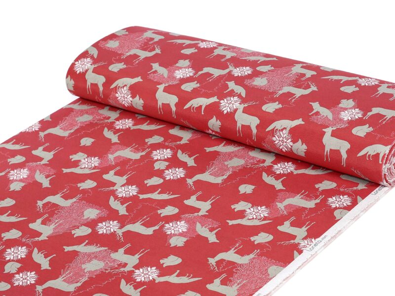 Christmas fabric LONETA forest animals width 140 cm by Stofex.