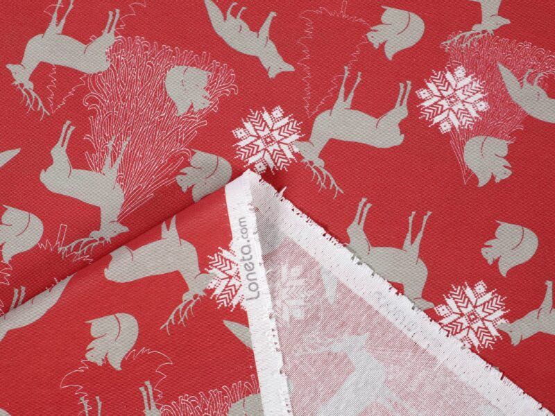 Christmas fabric LONETA forest animals width 140 cm by Stofex.