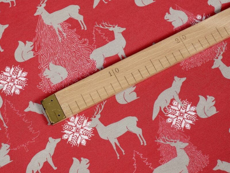 Christmas fabric LONETA forest animals width 140 cm by Stofex.