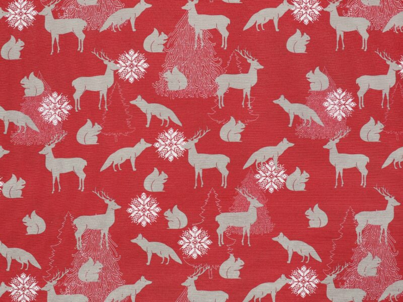 Christmas fabric LONETA forest animals width 140 cm by Stofex.