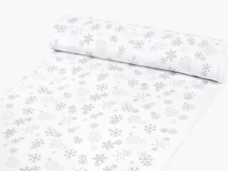 Christmas teflon fabric silver snowflakes on white width 160 cm by Stofex.