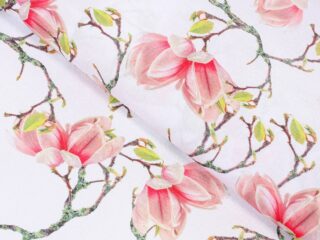 Teflon fabric magnolias width 155 cm by Stofex.