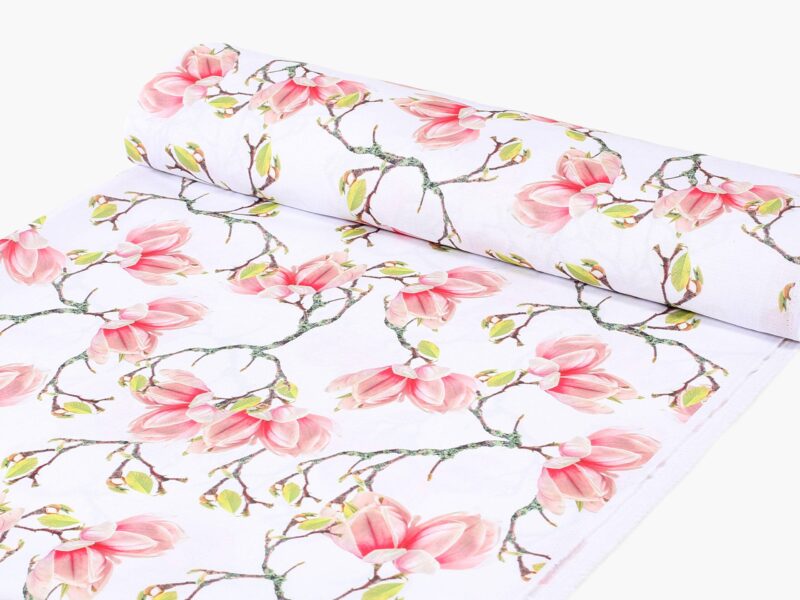 Teflon fabric magnolias width 155 cm by Stofex.