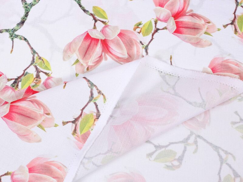 Teflon fabric magnolias width 155 cm by Stofex.