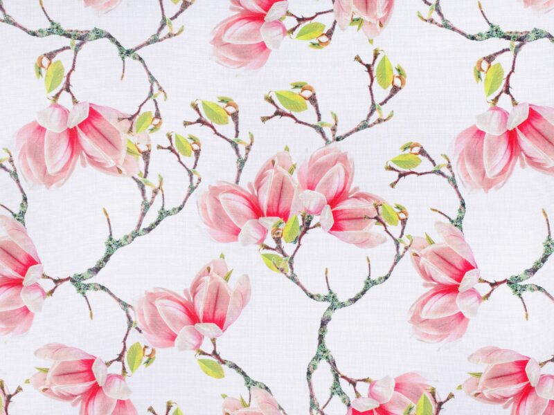 Teflon fabric magnolias width 155 cm by Stofex.