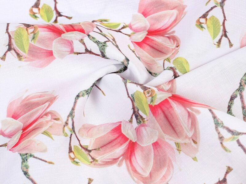 Teflon fabric magnolias width 155 cm by Stofex.