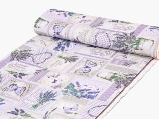 Teflon fabric lavender with butterfly width 160 cm by Stofex.