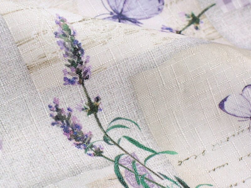 Teflon fabric lavender with butterfly width 160 cm by Stofex.