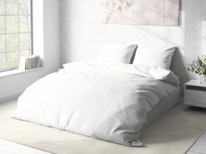 Cotton bed linen white colour by Stofex.