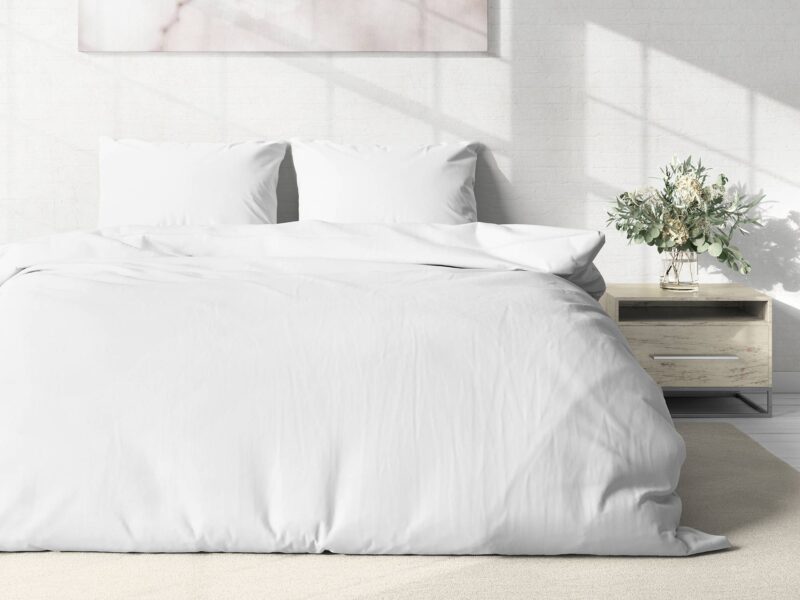 Cotton bed linen white colour by Stofex.