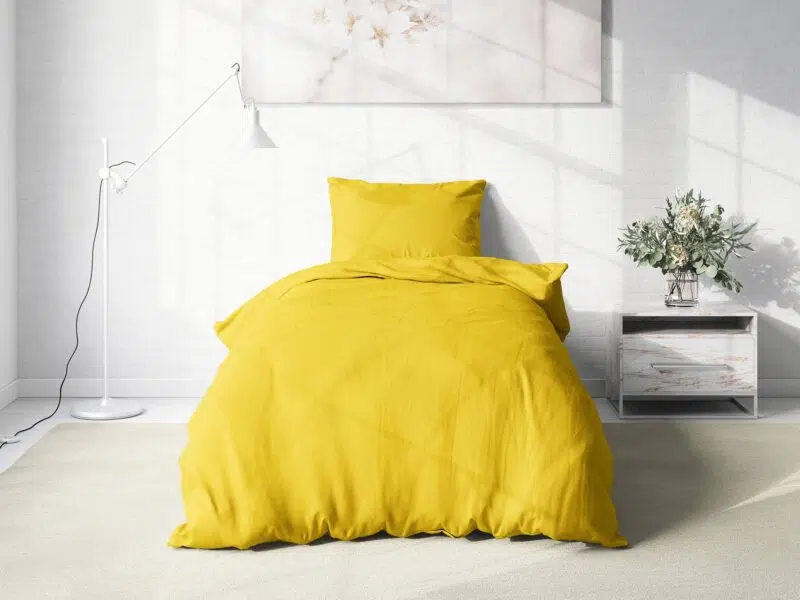 Cotton bed linen yellow colour by Stofex.