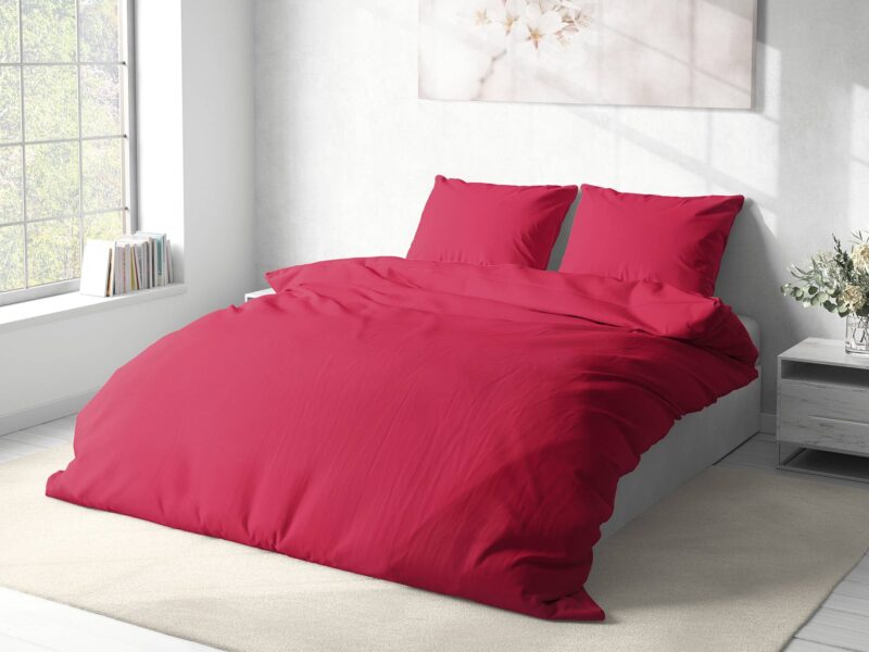 Cotton bed linen raspberry colour by Stofex.