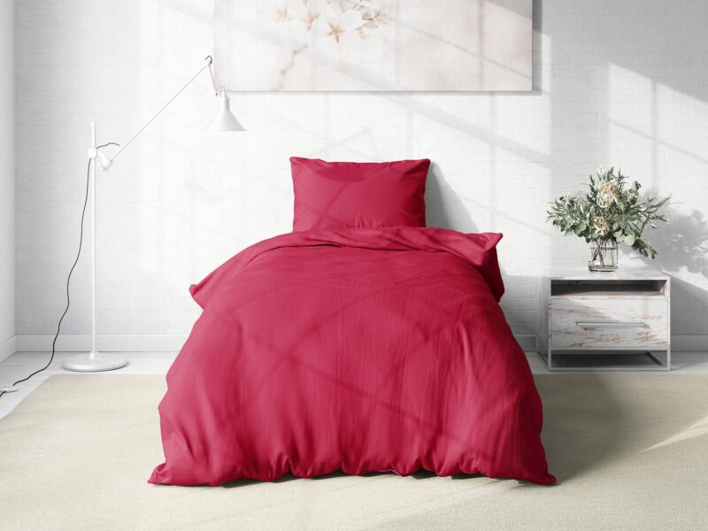 Cotton bed linen raspberry colour by Stofex.