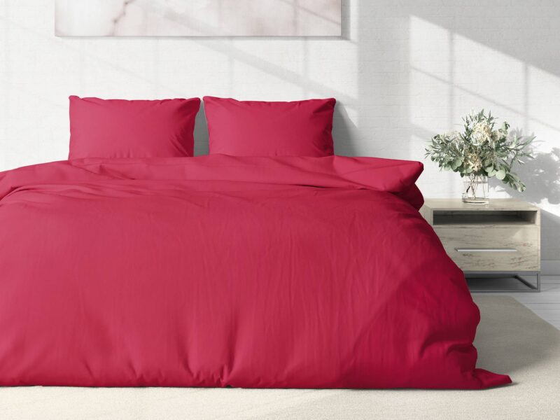 Cotton bed linen raspberry colour by Stofex.