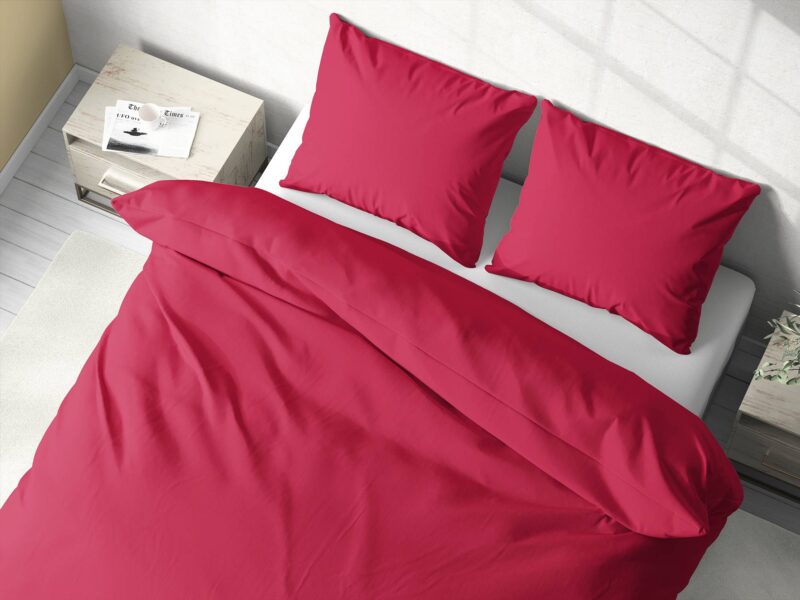 Cotton bed linen raspberry colour by Stofex.