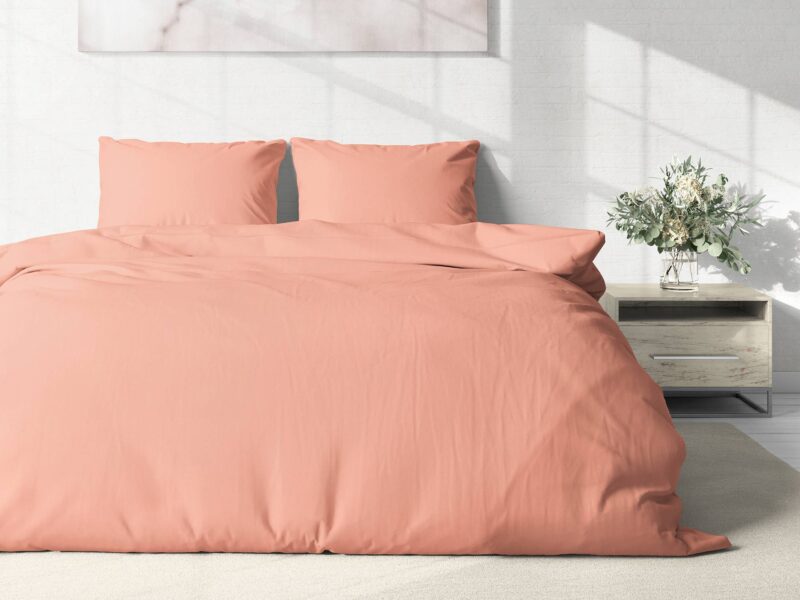 Cotton bed linen salmon colour by Stofex.