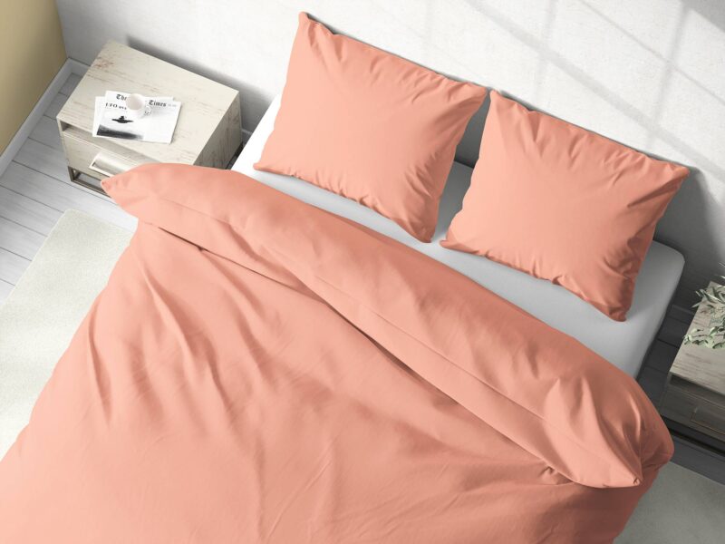 Cotton bed linen salmon colour by Stofex.