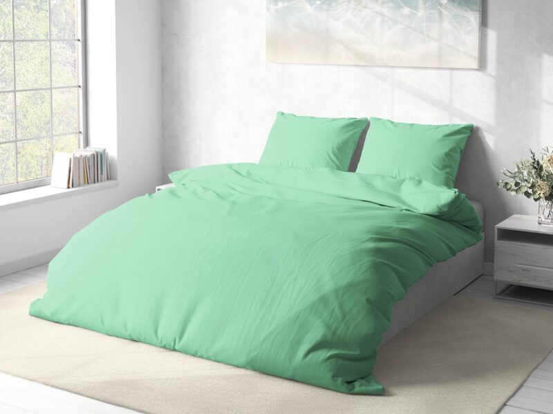 Cotton bed linen mint colour by Stofex.