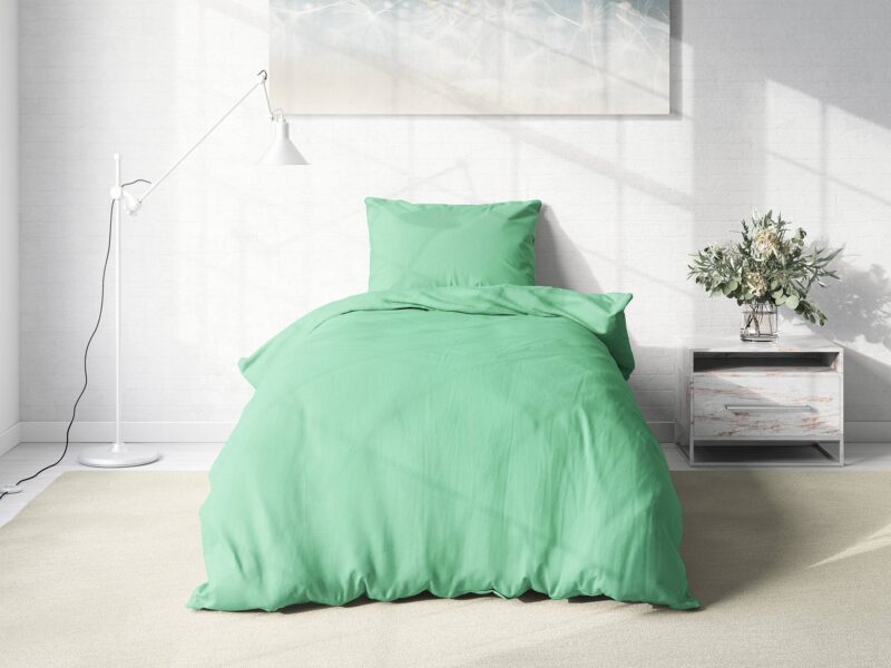 Cotton bed linen mint colour by Stofex.