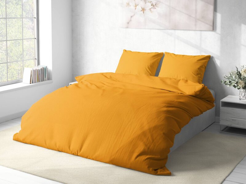 Cotton bed linen mustard yellow colour by Stofex.