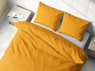 Cotton bed linen mustard yellow colour by Stofex.