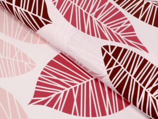 100% Cotton fabric pink leaves by Stofex.