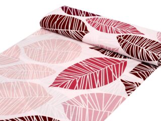 100% Cotton fabric pink leaves by Stofex.