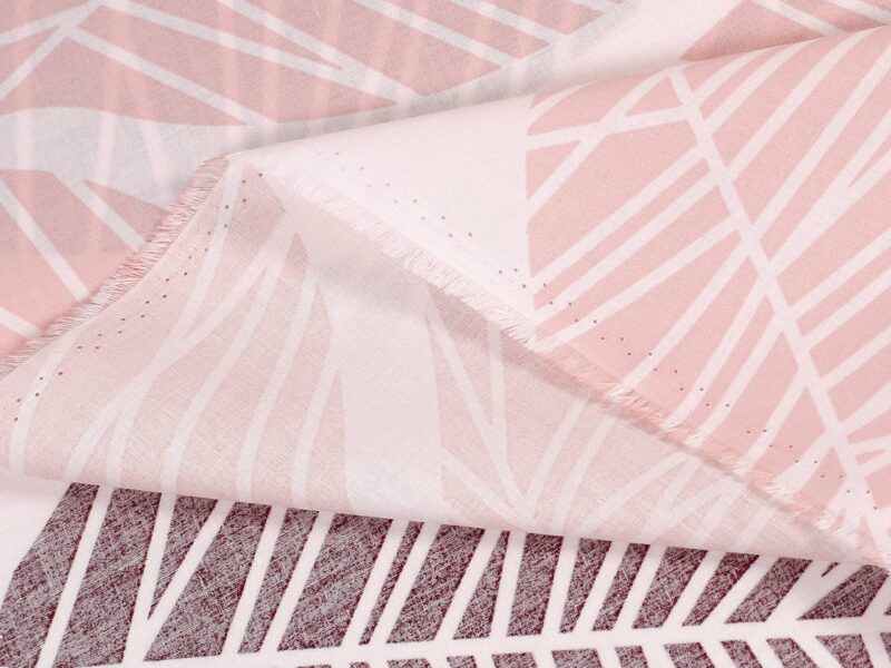 100% Cotton fabric pink leaves by Stofex.