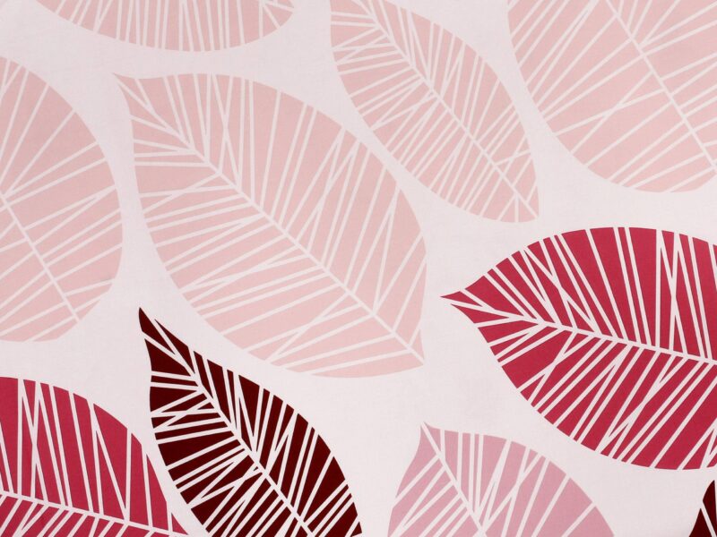 100% Cotton fabric pink leaves by Stofex.