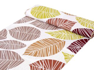 100% Cotton fabric beige leaves by Stofex.