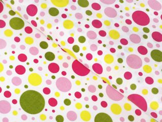 Cotton fabric colourful pink polka dots by Stofex.