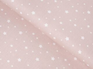 Cotton fabric white stars on old pink by Stofex.