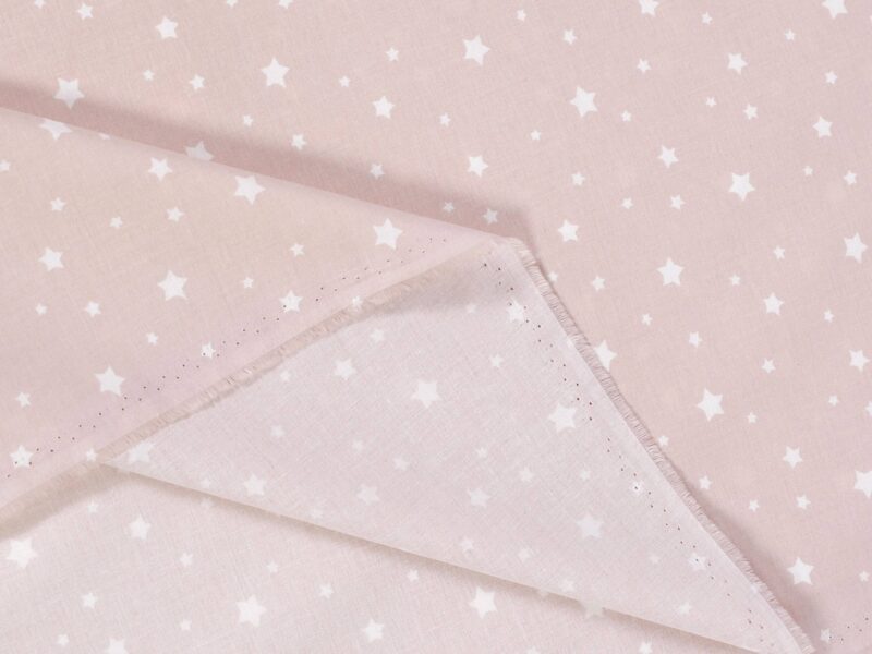 Cotton fabric white stars on old pink by Stofex.