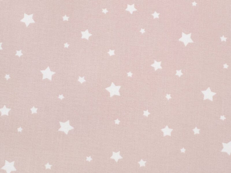 Cotton fabric white stars on old pink by Stofex.Cotton fabric white stars on old pink by Stofex.