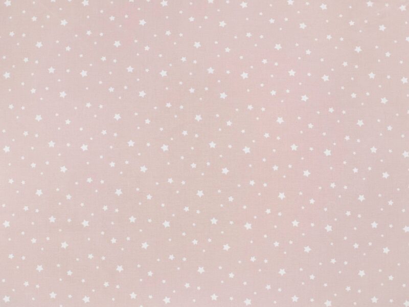 Cotton fabric white stars on old pink by Stofex.