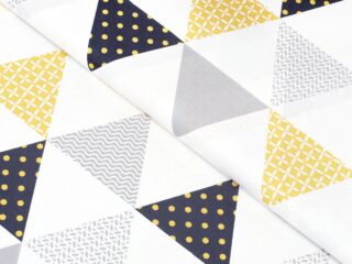 Cotton fabric retro mustard triangles by Stofex.