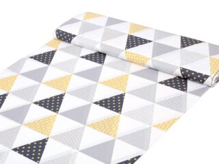 Cotton fabric retro mustard triangles by Stofex.