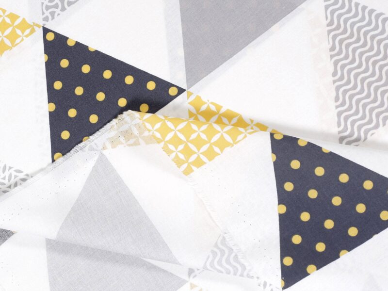 Cotton fabric retro mustard triangles by Stofex.