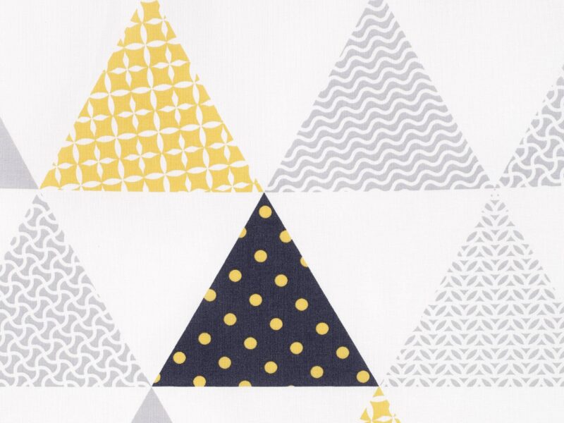 Cotton fabric retro mustard triangles by Stofex.