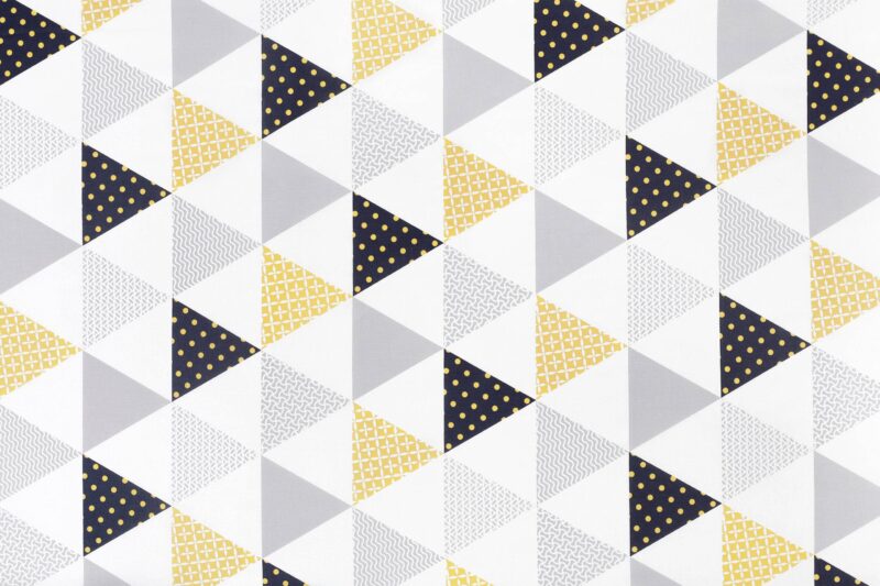 Cotton fabric retro mustard triangles by Stofex.