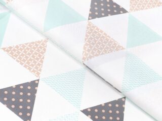 Cotton fabric retro turquoise triangles by Stofex.