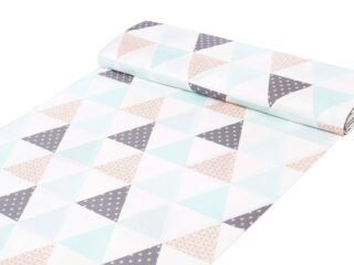 Cotton fabric retro turquoise triangles by Stofex.