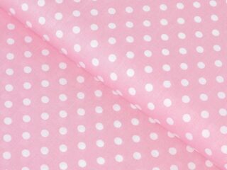 Cotton fabric polka dots on pink by Stofex.