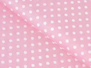 Cotton fabric polka dots on pink by Stofex.