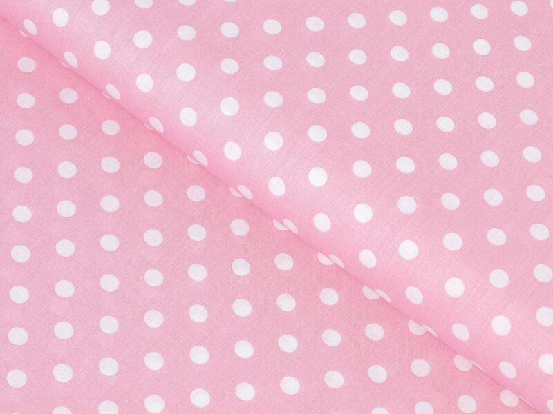 Cotton fabric polka dots on pink by Stofex.